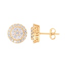  Round Diamond Flower Halo Stud Earrings