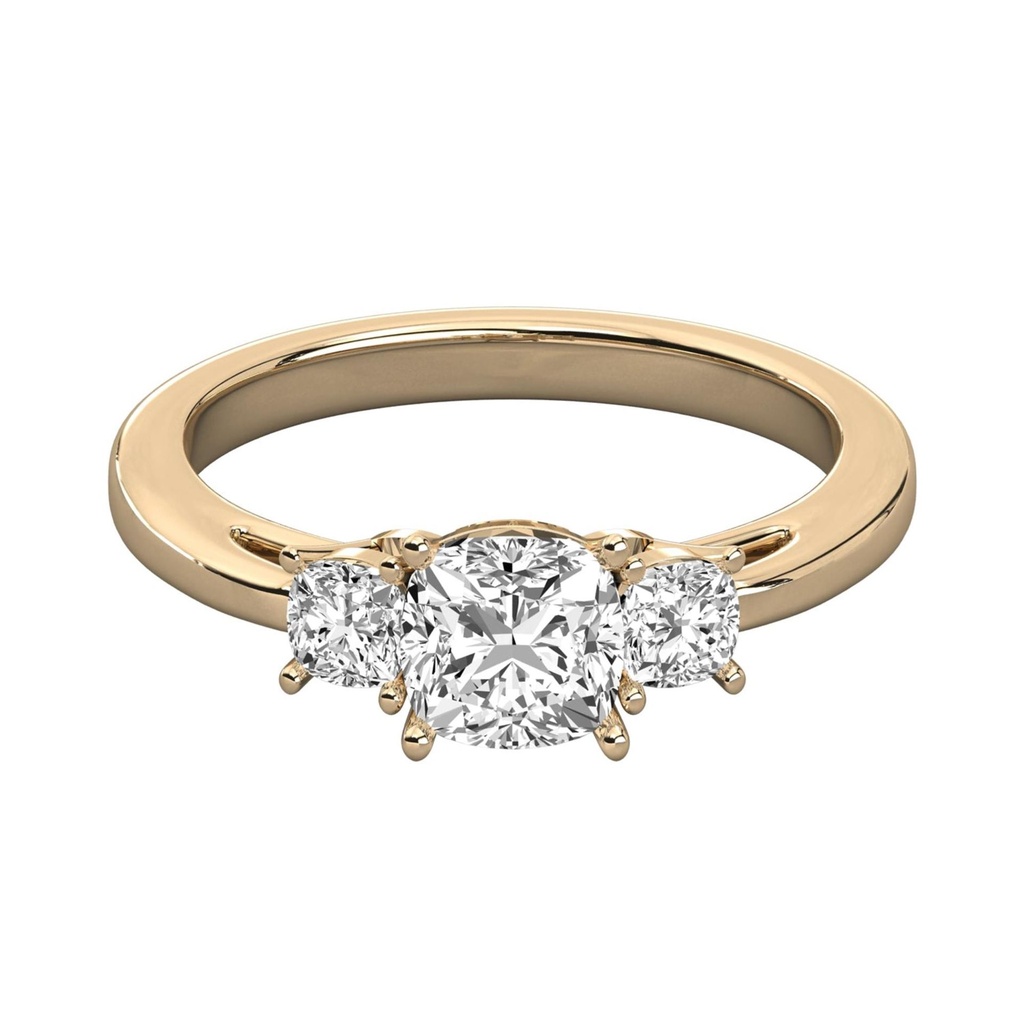 Cushion Cut Diamond 3 Stone Wedding Band 