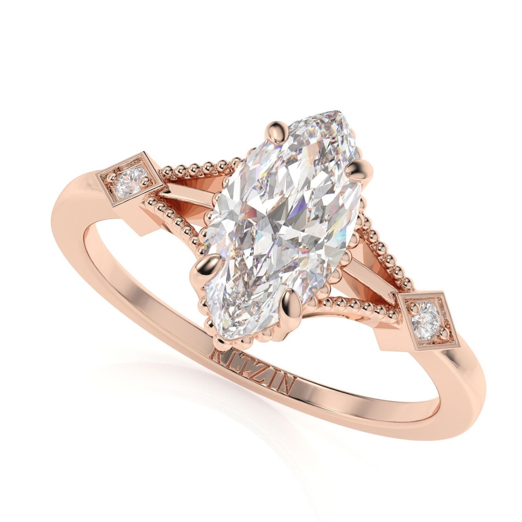 1.00CT Marquise cut  engagement ring Vintage White gold  ring women Unique diamond ring wedding Bridal promise Anniversary gift