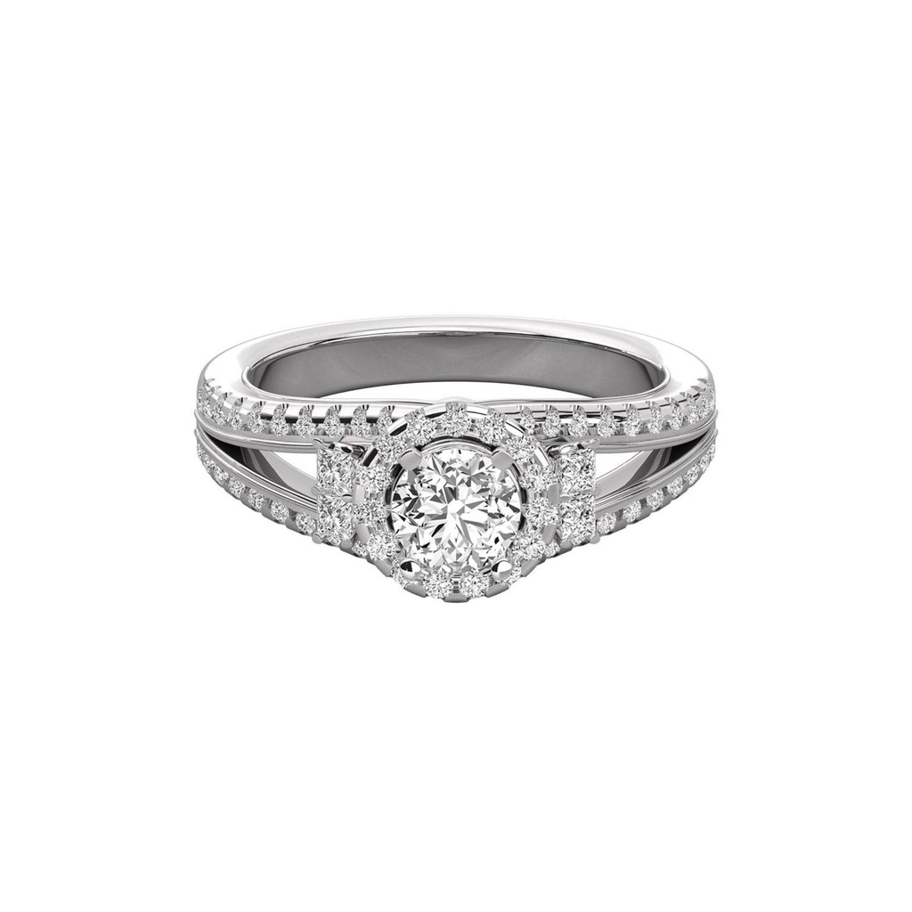  Round Diamond Halo Engagement Ring