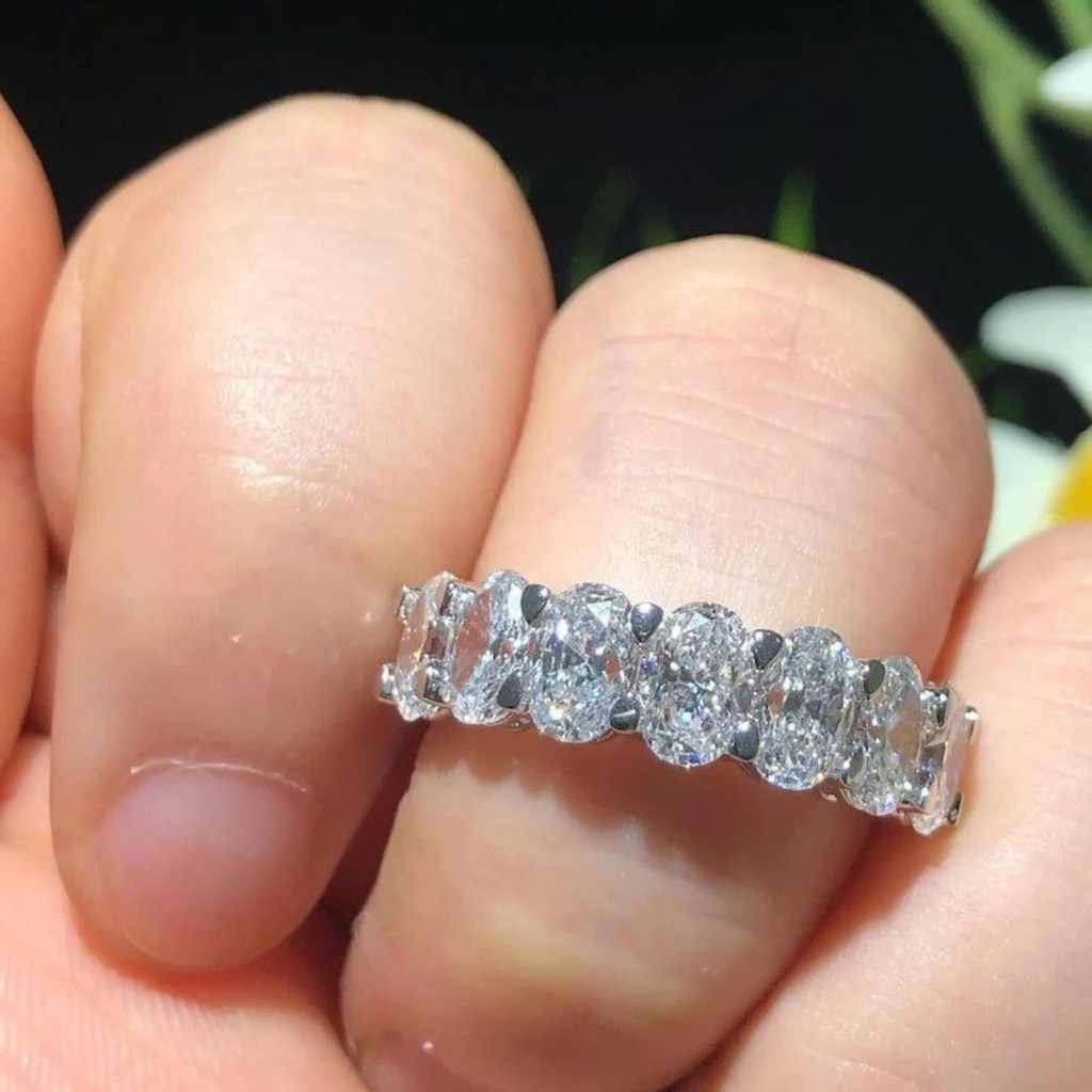 3 CT Oval Cut Moissanite 7 Stone Eternity Wedding Band