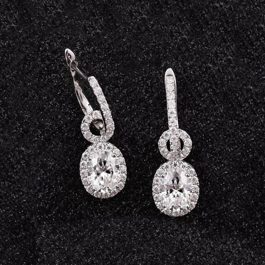 Oval Cut Drop & Dangal Earrings For Women