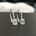  Emerald Cut Moissanite Dangle Drop Earrings Leverback