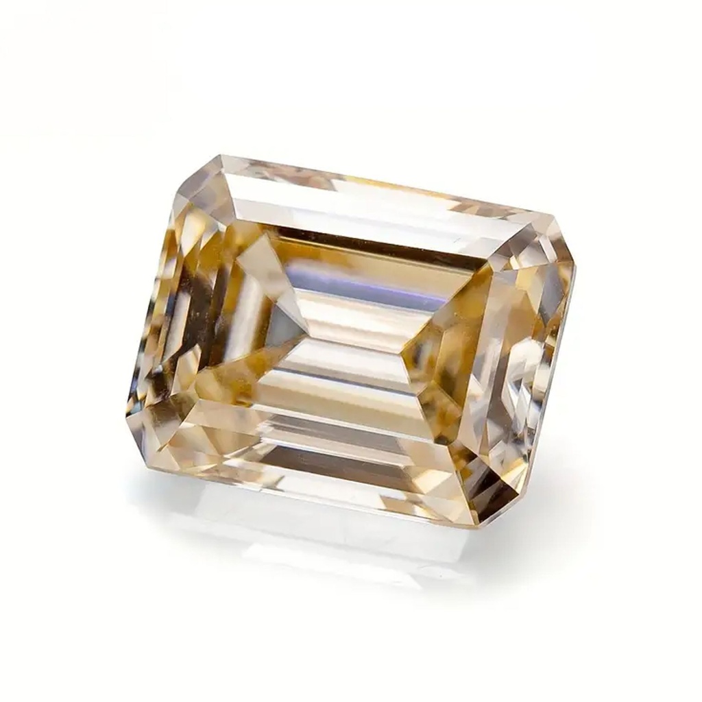 Loose Moissanite Brown Clean Emerald Cut 10.00 x 8.00 MM
