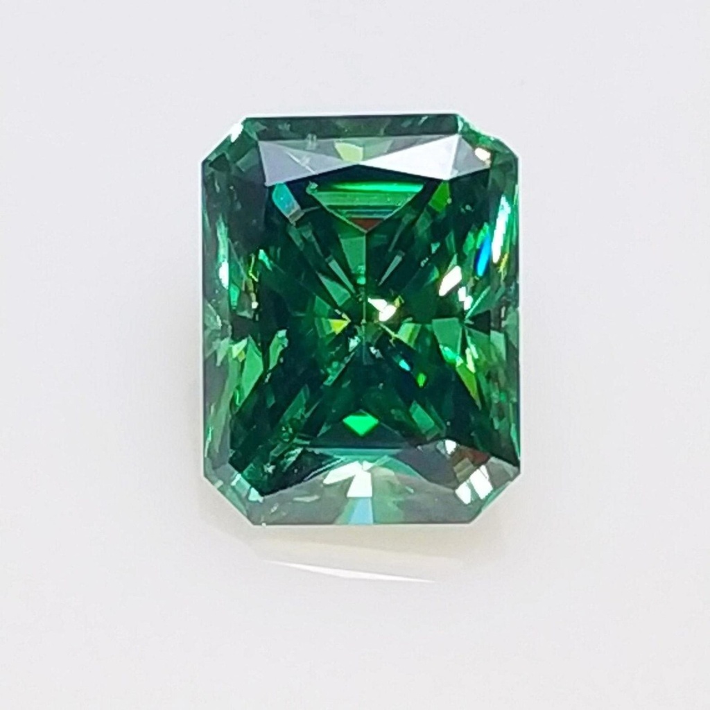 Loose Moissanite Emerald Vivid Green Clean Radiant Cut 7.00 x 5.00 MM