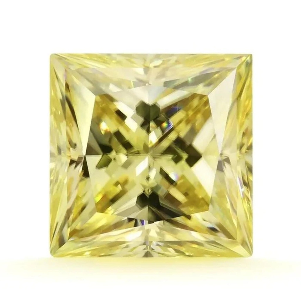 Loose Moissanite Canary Vivid Yellow Clean Princess Cut 9.50 MM