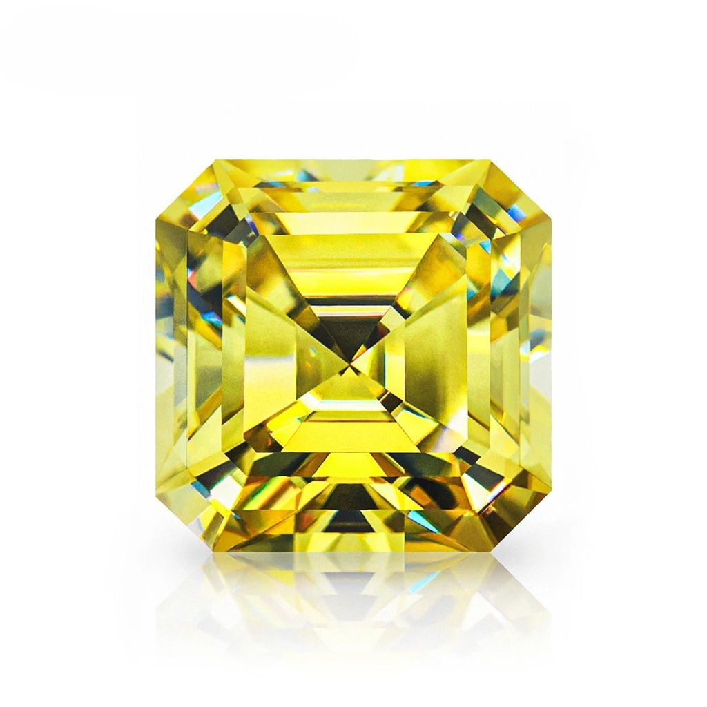 Loose Moissanite Canary Vivid Yellow Clean Asscher Cut 10.00 MM
