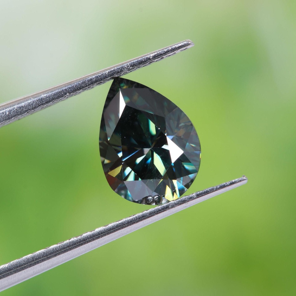 Loose Moissanite Peacock Blue Clean Pear Cut 16.00 x 12.00 MM