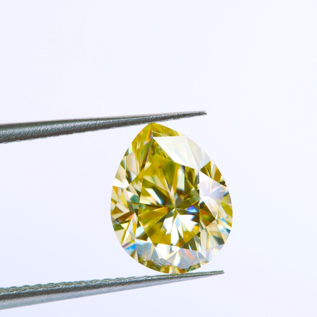 Loose Moissanite Canary Vivid Yellow Clean Pear Cut 9.00 x 7.00 MM