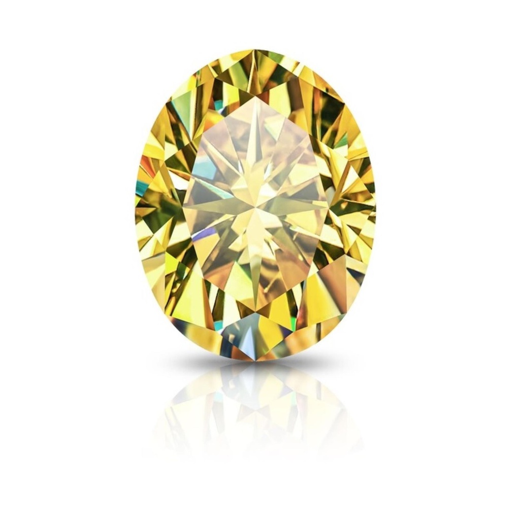 Loose Moissanite Canary Vivid Yellow Clean Oval Cut 15.00 x 12.00 MM