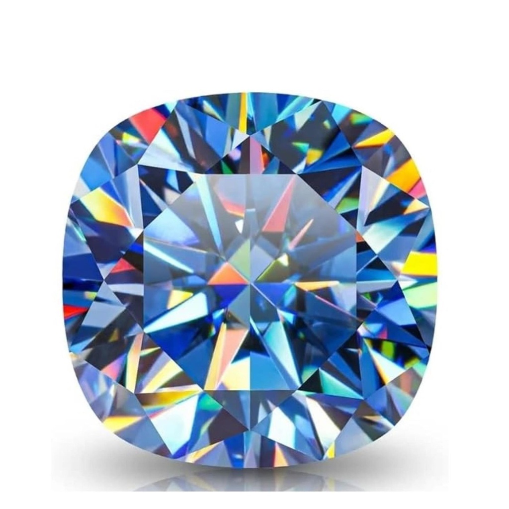 Loose Moissanite Royal Vivid Blue Clean Cushion Cut 10.00 MM