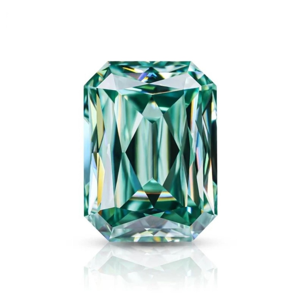 Loose Moissanite Green Clean Criss Cut Emerald 14.00 x 12.00 MM