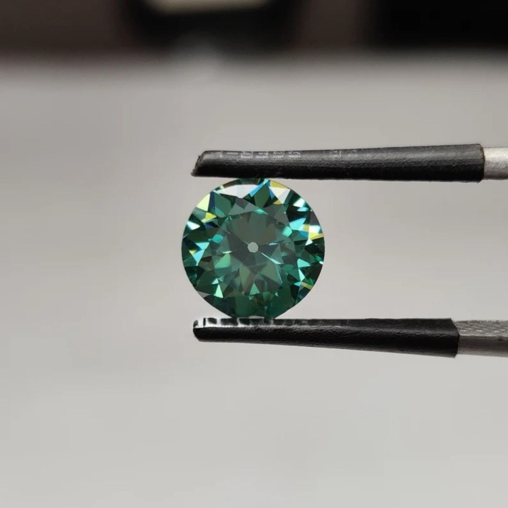 Loose Moissanite Emerald Vivid Green Clean Old European Cut 5.00 MM