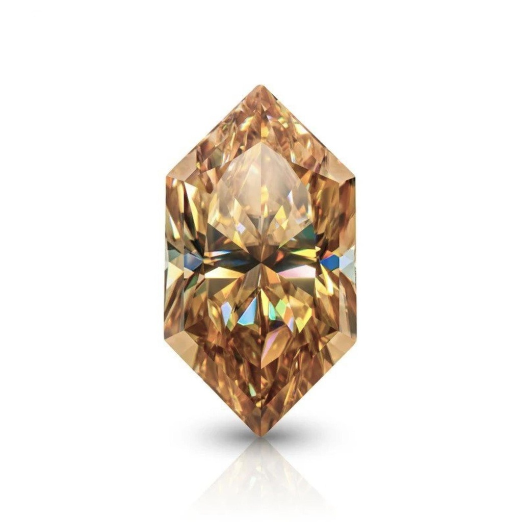 Loose Moissanite Champagne Vivid Brown Clean Dutch Marquise Cut 17.00 x 8.50 MM