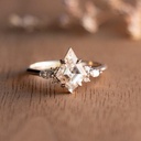 Kite Cut Moissanite Engagement Ring -Wedding Diamond Ring -14k Yellow gold Ring -Silver Diamond Ring -Gift For Fiancee -Minimalist Ring Set