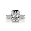 Radiant Diamond Hidden Halo Bridal Set For Women