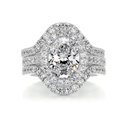  Oval Diamond Halo Trio Set  Ring for Women