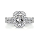 Radiant Diamond Halo Bridal Set For Women