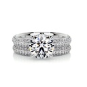 Round Diamond Shape Hidden Halo Bridal Set For Women