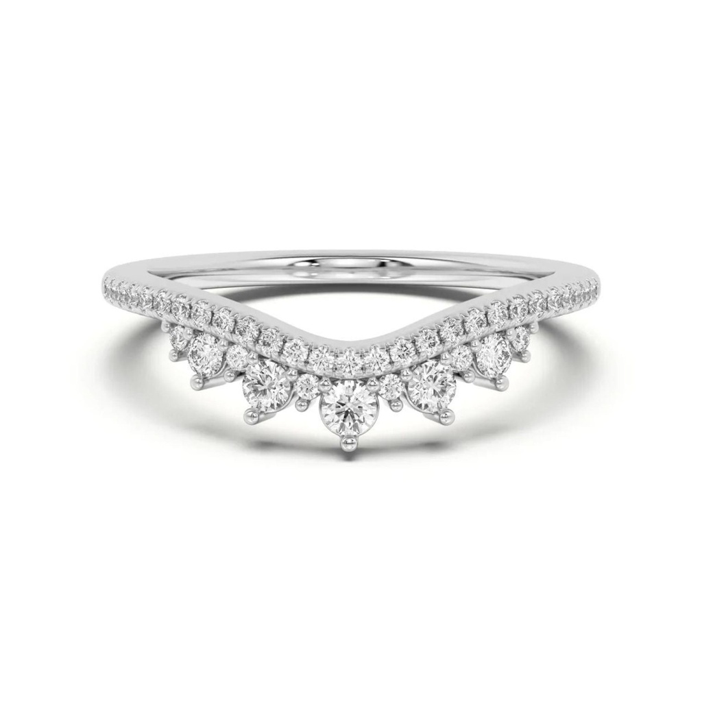 Round Cut Unique Half Eternity Wedding Band for Women