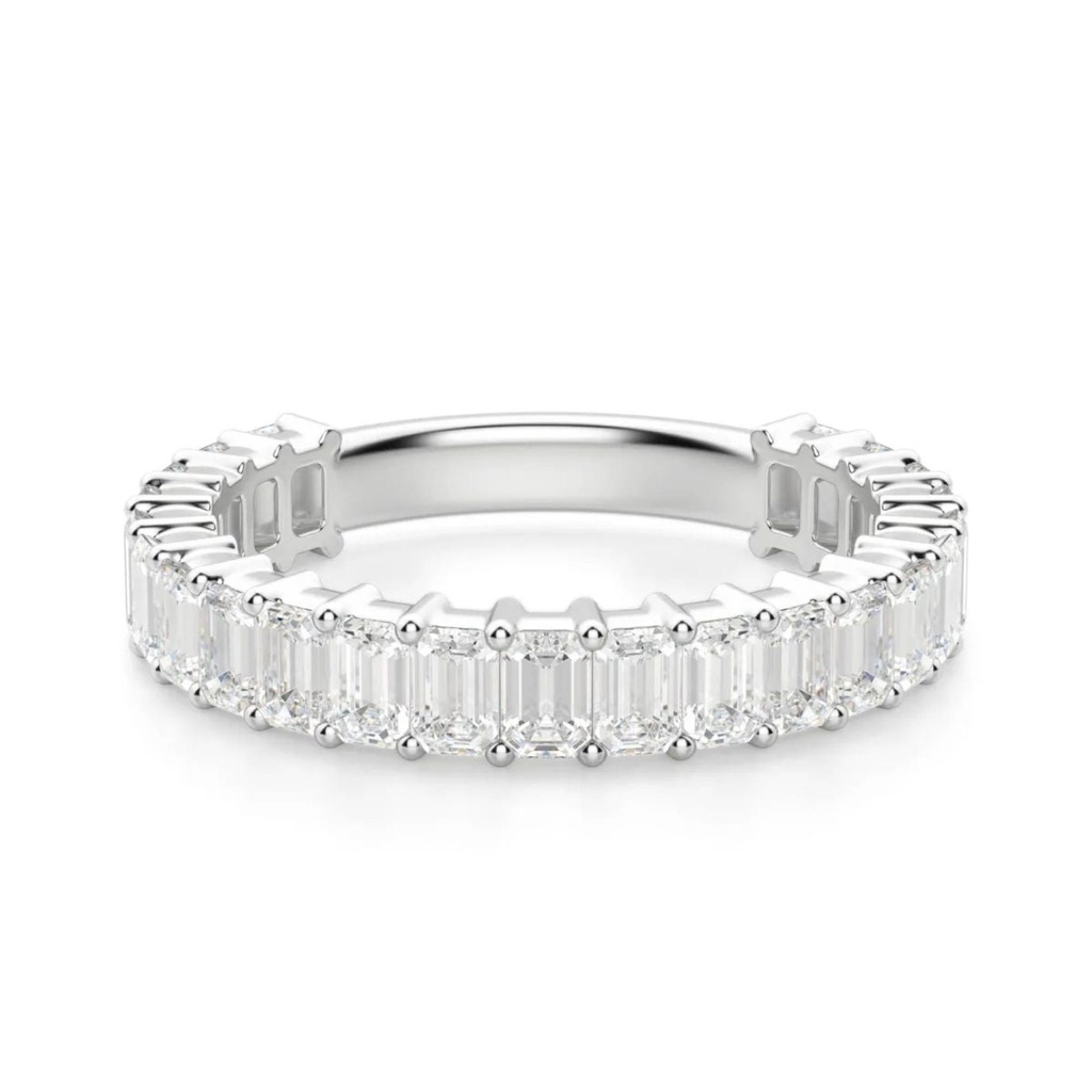 Emerald Cut Diamond Half Eternity Wedding Band for Her