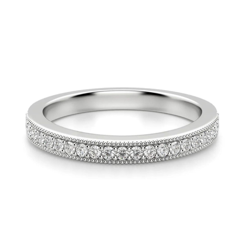 Round Cut Half Eternity Wedding Band For Women