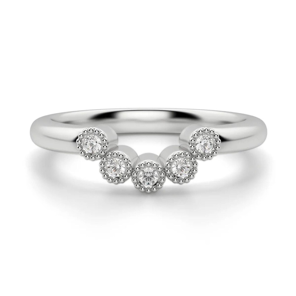 Round Diamond Half Eternity 5 stone Band For Women