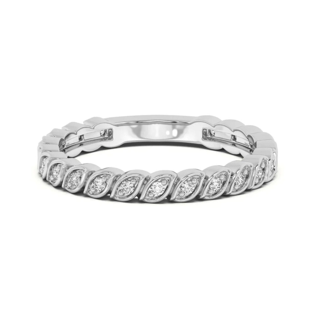 Round Cut Leaf Style Eternity Wedding Band For Women