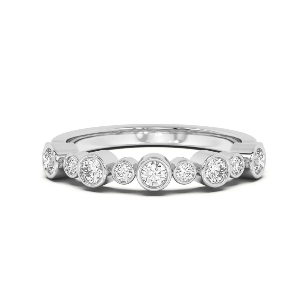 Round Cut Bezel Set Half Eternity Wedding Band For Women