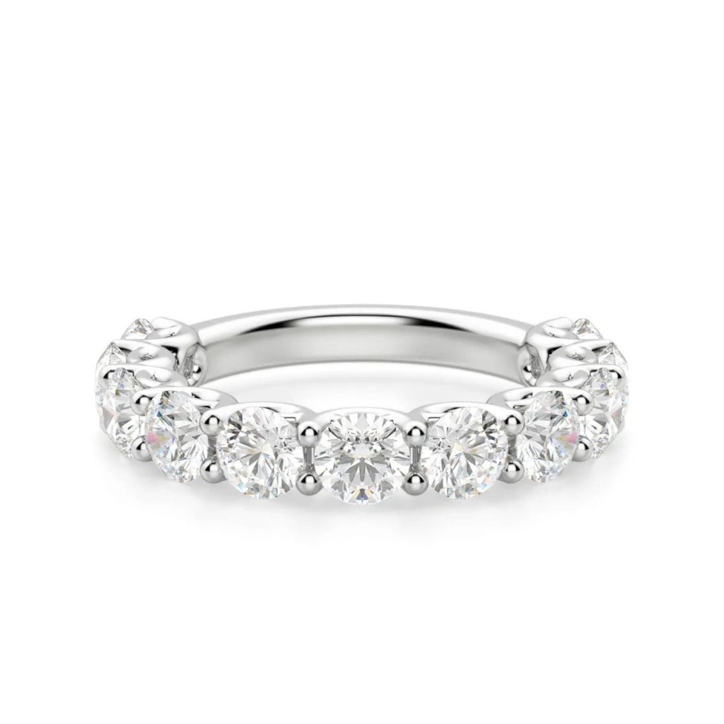 Round Diamond Half Eternity Wedding Band For Women