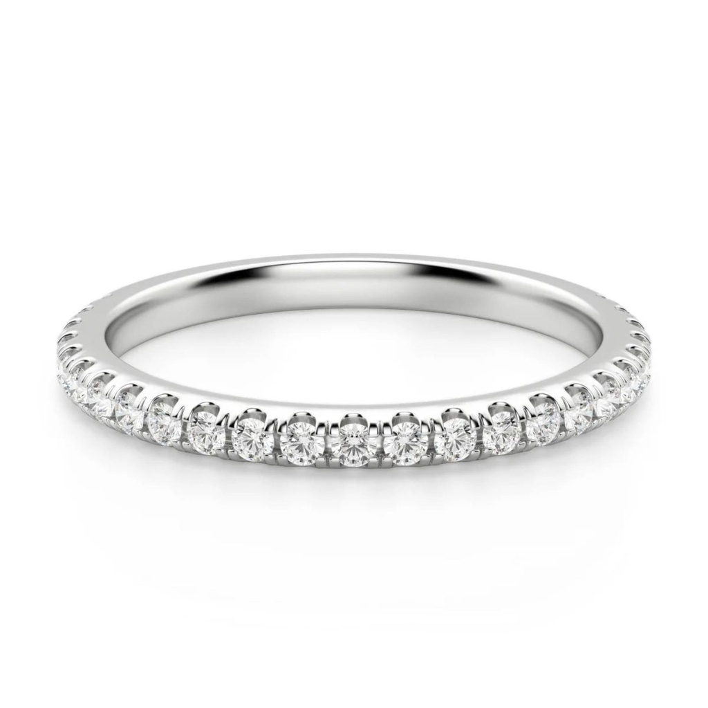 Round Cut Semi Eternity Wedding Band For Women