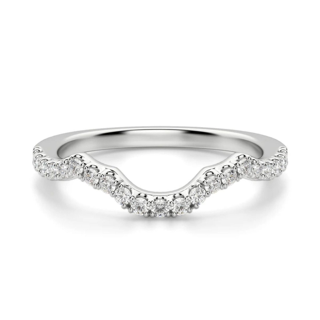 Round Cut Curved Wedding Band For Women