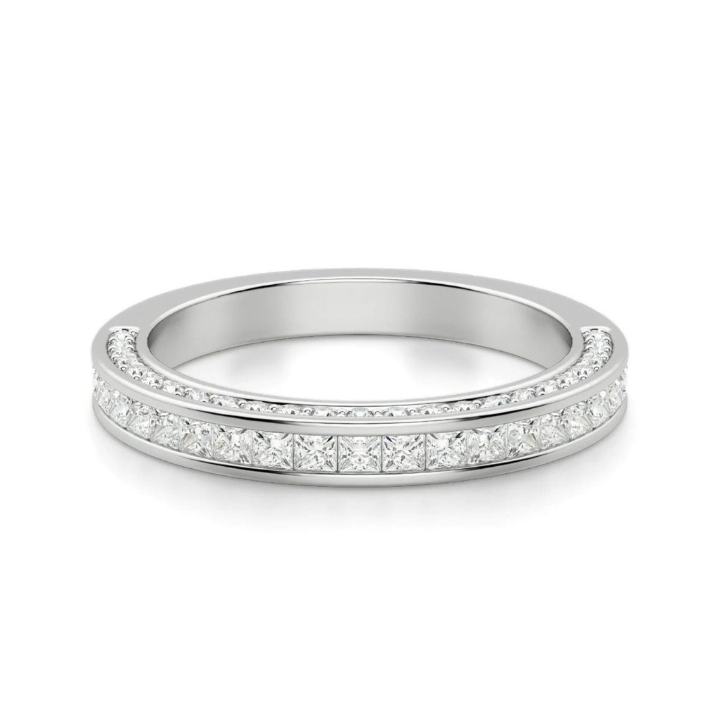 Round & Princess Cut Eternity Wedding Band For Women