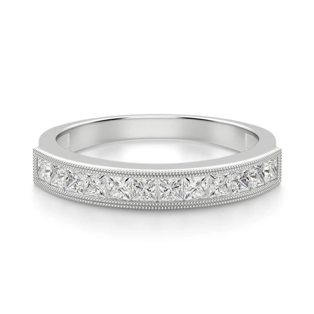 Princess Cut Channel Set  Wedding Band For Women