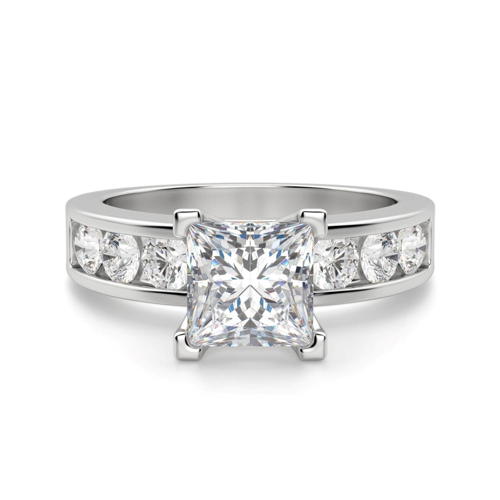 Princess Cut Channel Set Engagement Ring For Women