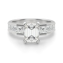 Emerald Cut Step Set Engagement Ring For Women