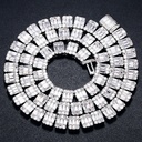 Baguette Iced Out Necklace Chain Sterling Silver Hip Hop Luxury Chain