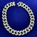  Sterling Silver Iced Out Hip Hop Cuban Chain Necklace