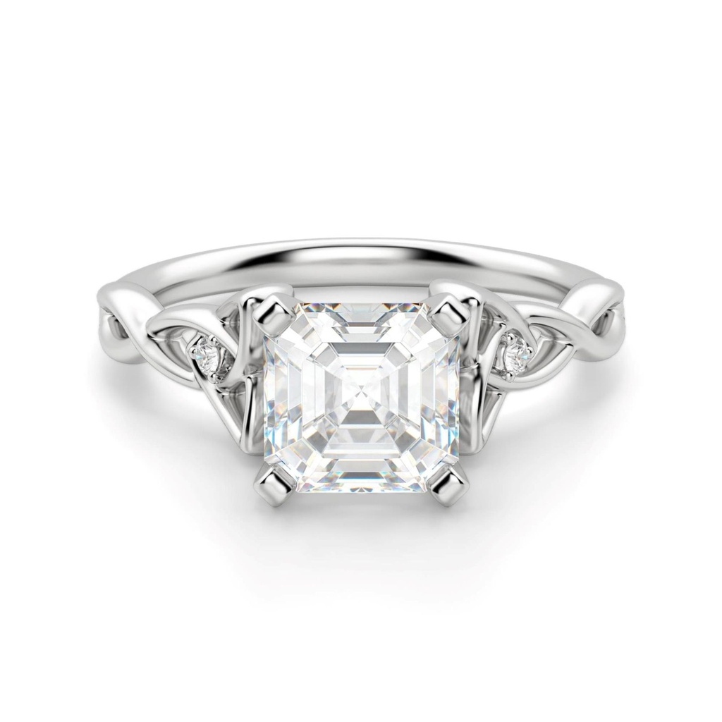 Asscher Cut Twisted Engagement Ring For Women