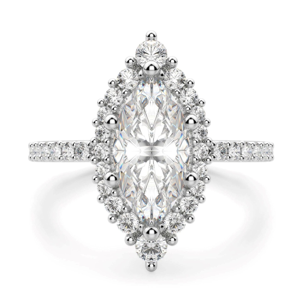 Marquise Cut Halo Engagement Ring