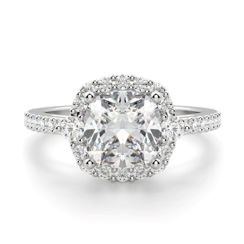 Cushion Cut Halo Engagement Ring For Women