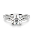 Round Cut Split Shank Engagement Ring For Women