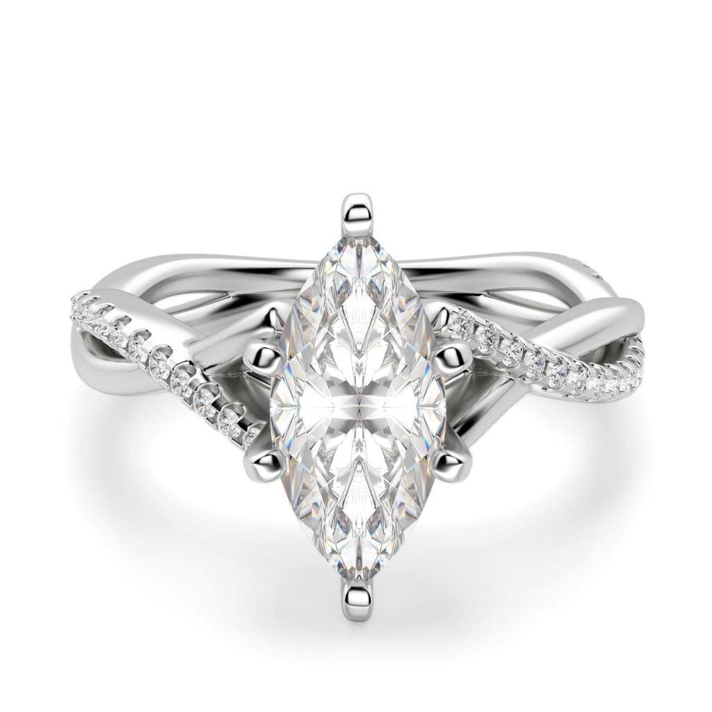 Marquise Cut Twisted Engagement Ring For Women