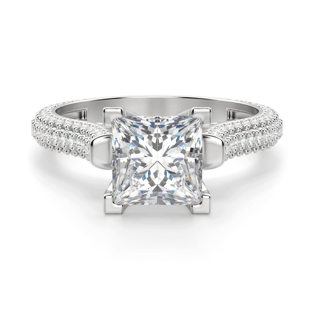  Princess Cut Pave Set Engagement Ring For Women