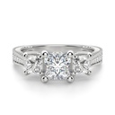 Princess Cut Three Stone Hidden Accent Stone Engagement Ring For Women