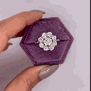 Round Floral Style Halo Diamond Engagement Ring For Women