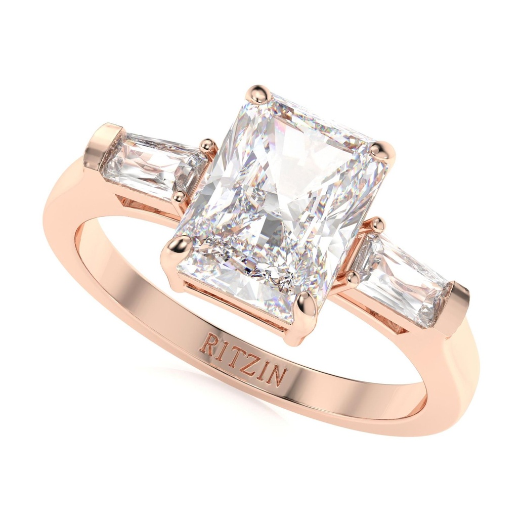 Radiant Diamond Three Stone Engagement Ring for Women