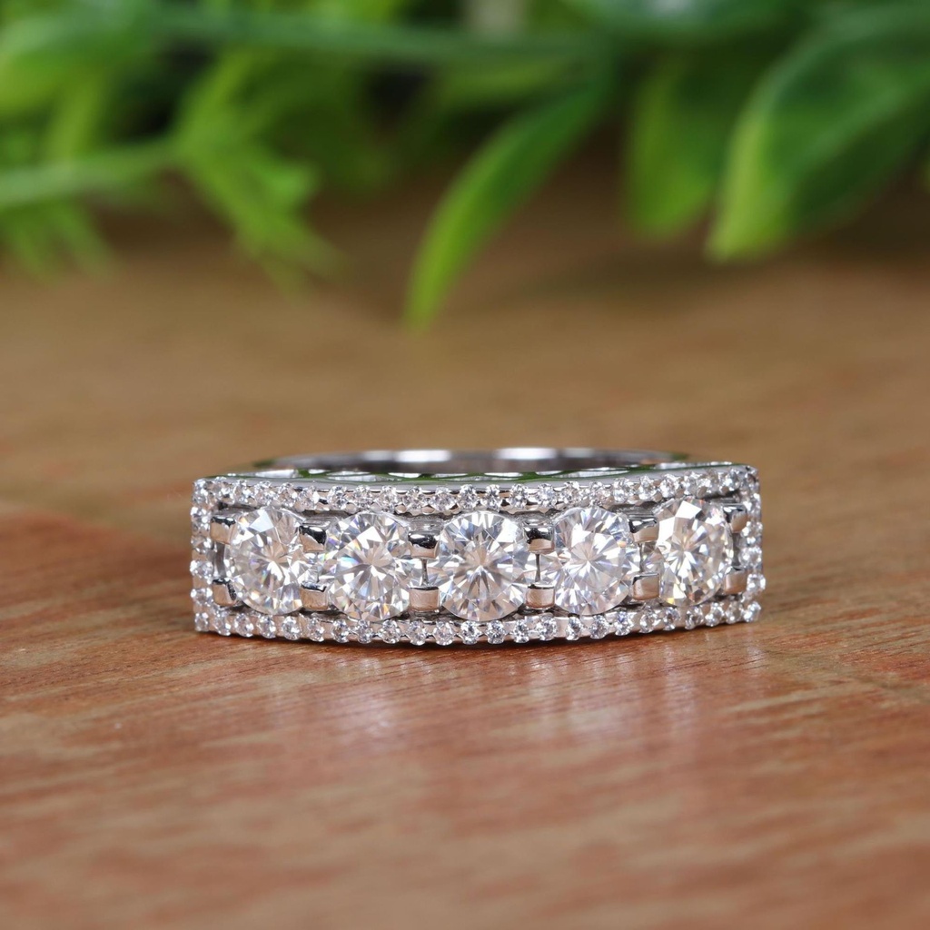 Round Diamond Half Eternity Band For Women