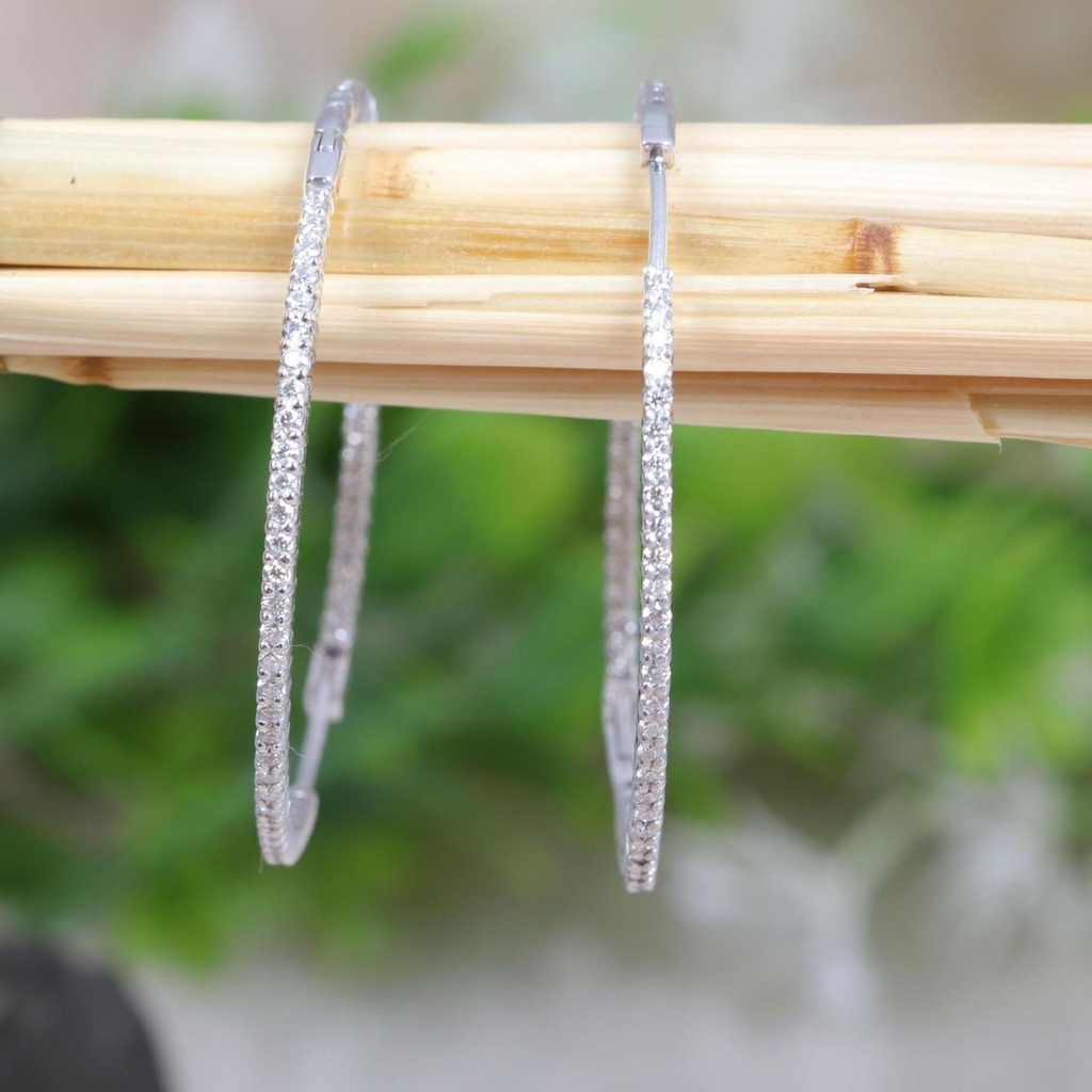  Round Cut  Inside  Outside Hoop Earrings For Women