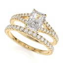 1.00CTUnique Engagement Ring Set  Radiant Engagement Ring With Matching Thin Rose Gold Eternity Band Gift For Her Bridal Set Ring